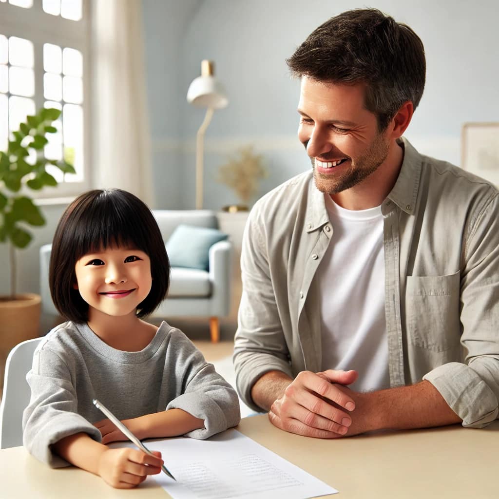 孩子和考官在輕鬆的考試環境中互動，參加Pre-A1 Starters考試