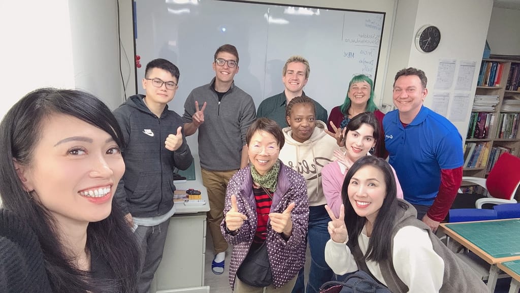 Cambridge CELTA teacher training group in classroom at CenYing Teacher Training Centre in Taiwan