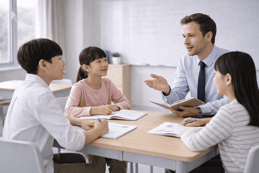 基隆岑英美語老師在劍橋口說課程中給予學生專業回饋