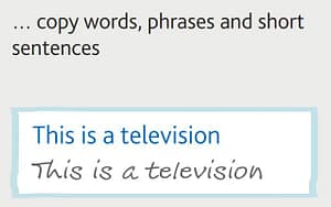 Starters can copy words, phrases and short sentences