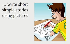 Flyers can write short stories using pictures
